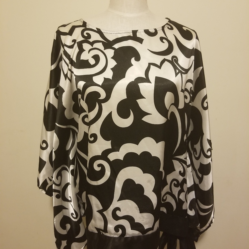 Lane Bryant Black/White Design Career Blouse